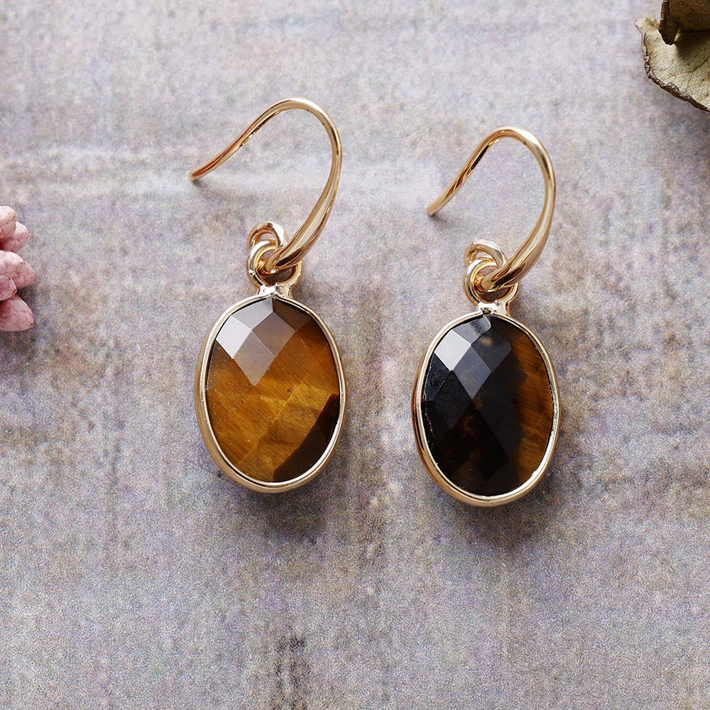 Natural Stone Crystal Ear Hook Earrings