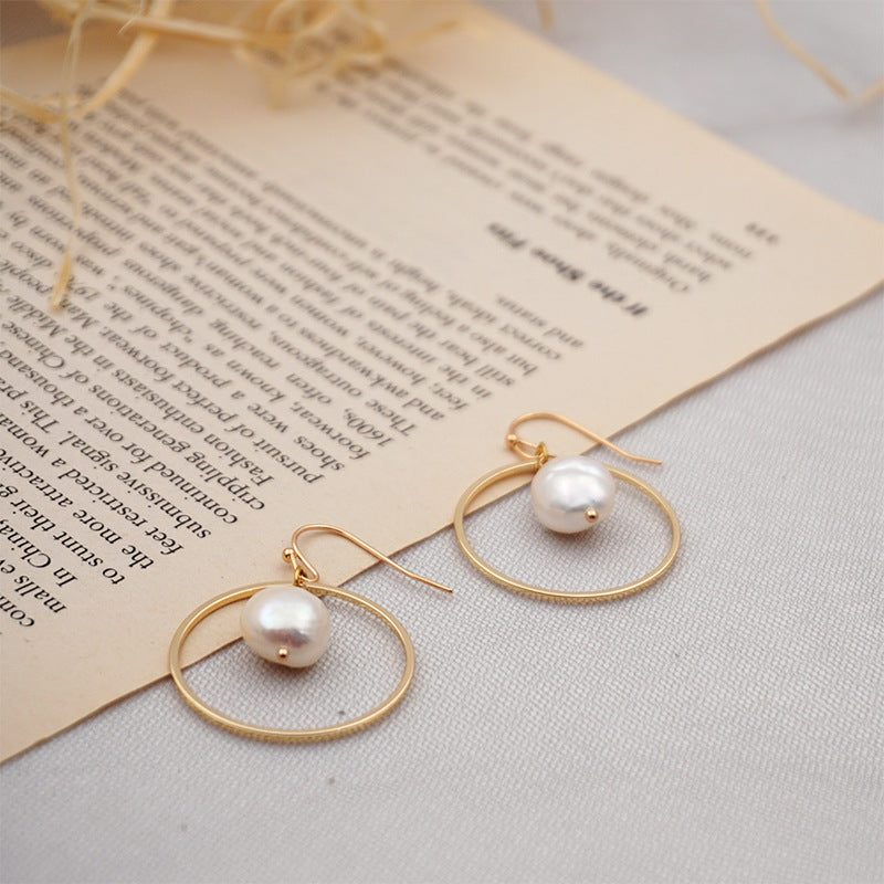 Baroque Pearl Statement Hoop Earrings