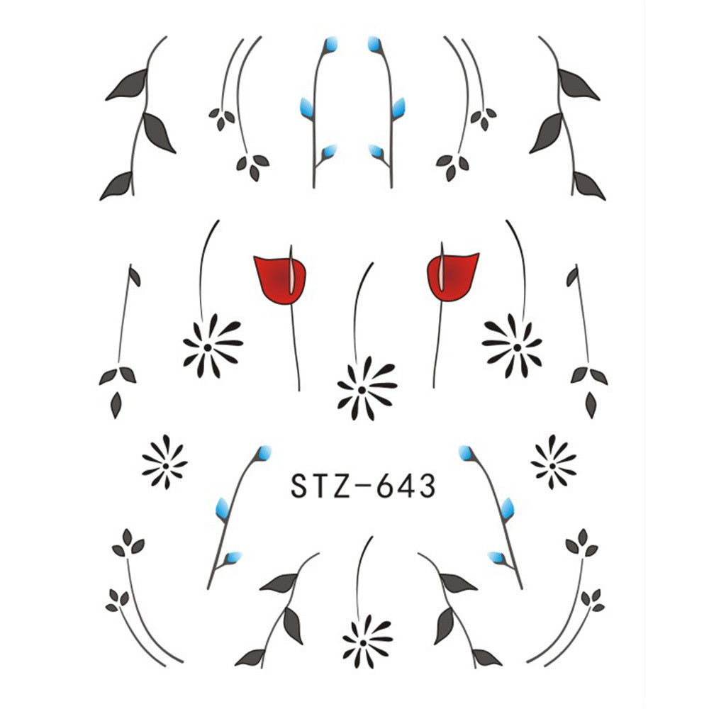 Butterfly Flower Nail Art Water Transfer Tattoo