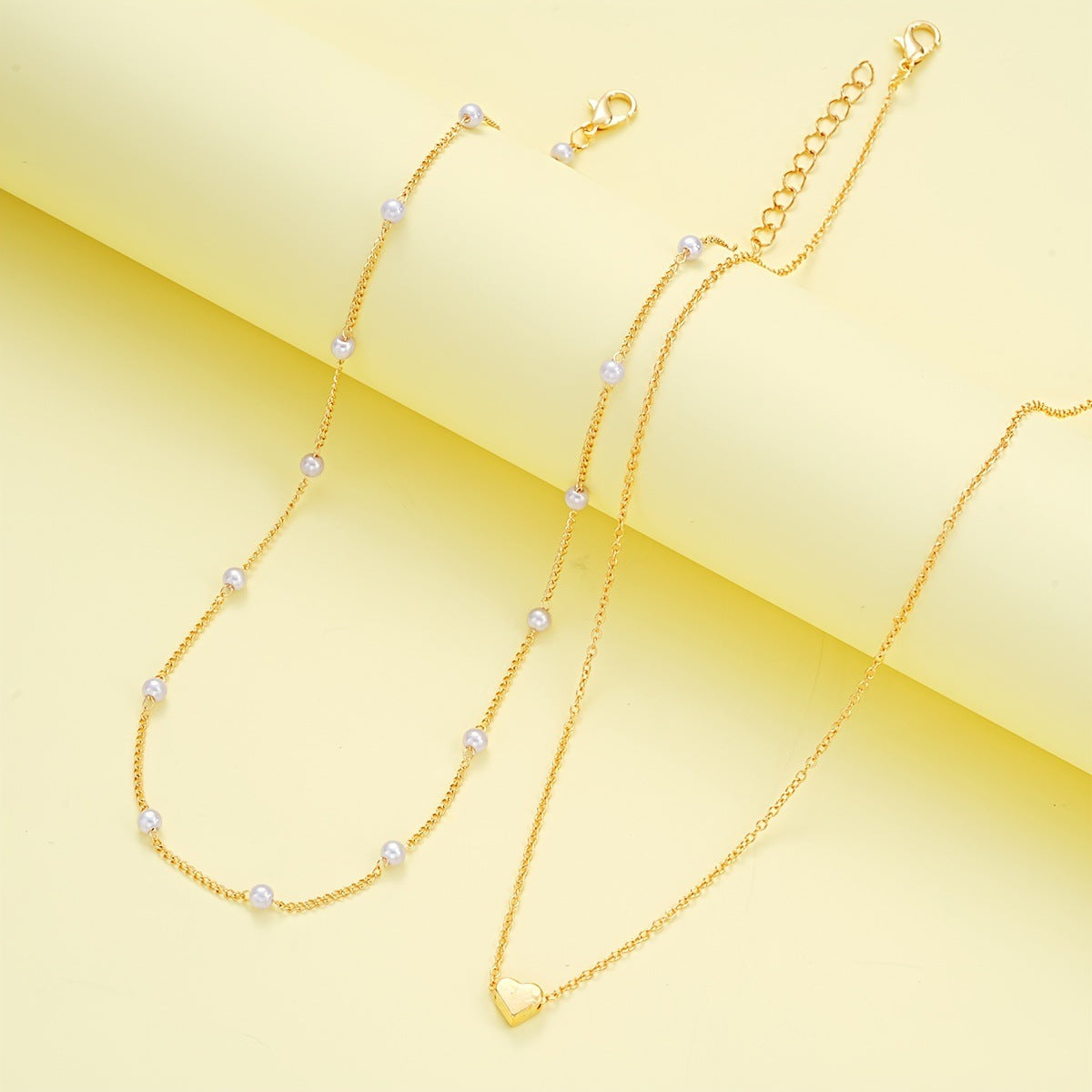 Double-Layer Stacked Round Bead & Pearl Bracelet/Necklace Set