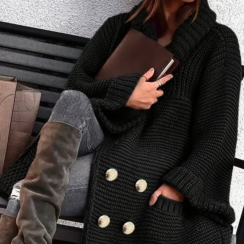 Elegant Polo Collar Plus Size Coat
