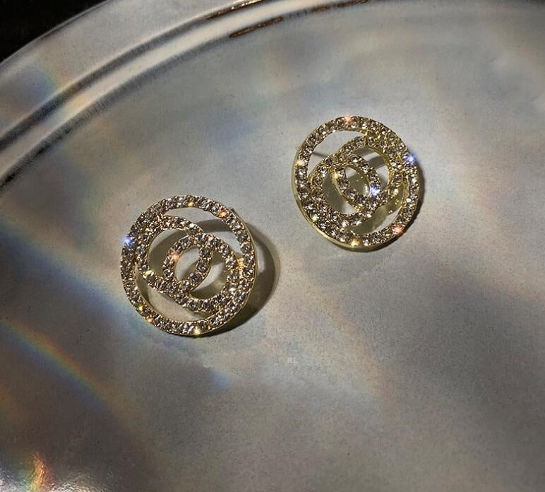 Sparkling Full Diamond Circle Earrings
