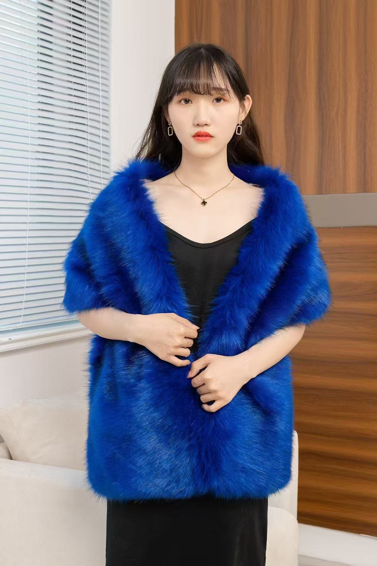 Women's Big Fur Collar Scarf Shawl Wrap