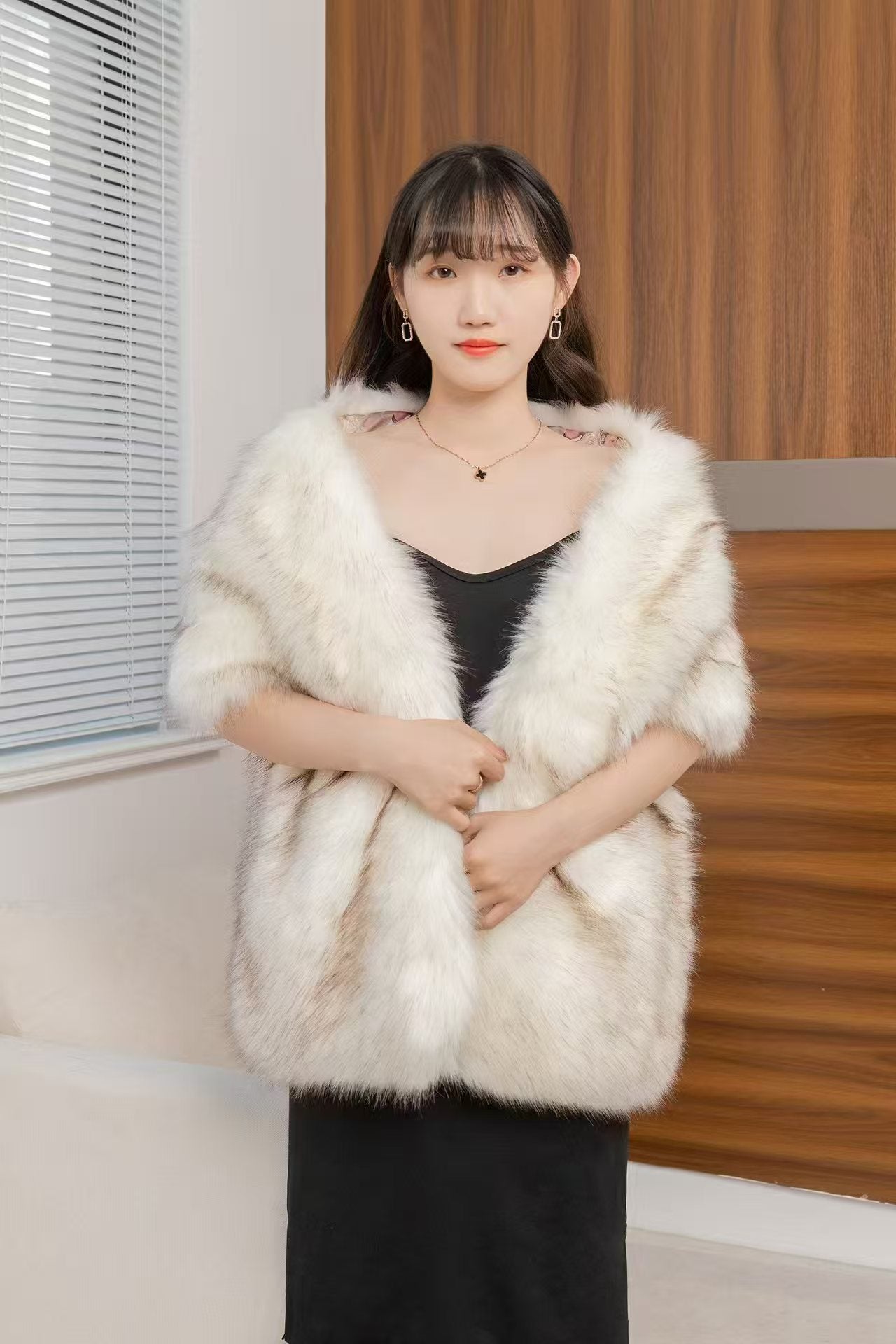 Women's Big Fur Collar Scarf Shawl Wrap