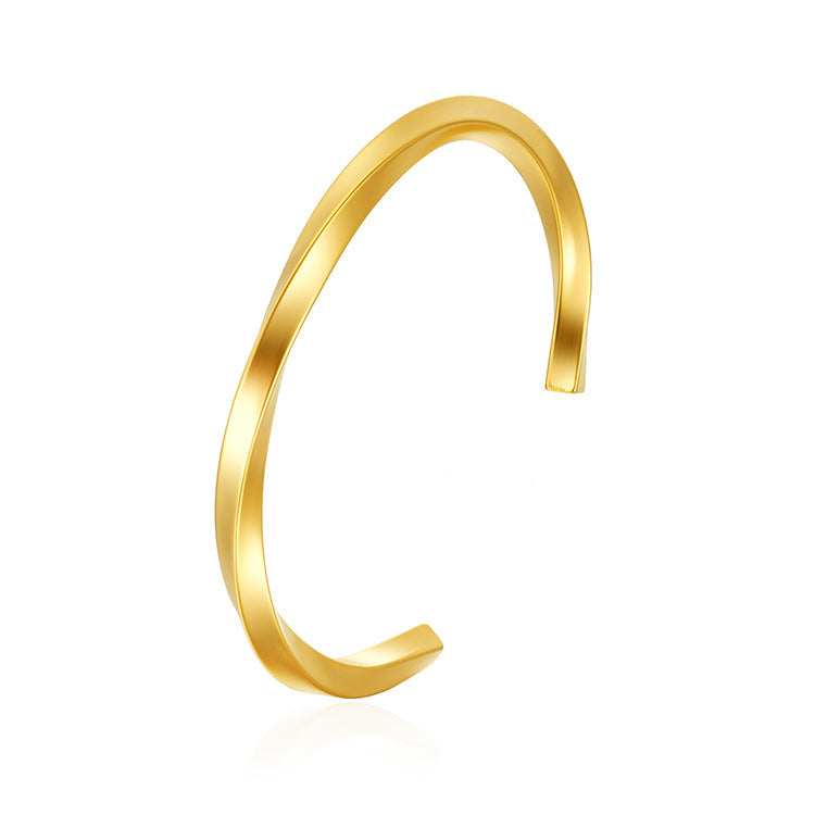 Chic Women's Open-End Stainless Steel C-Shaped Cuff Bracelet