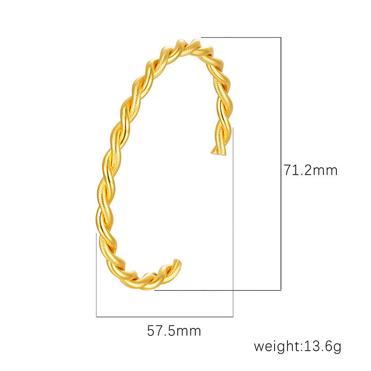 Chic Women's Open-End Stainless Steel C-Shaped Cuff Bracelet