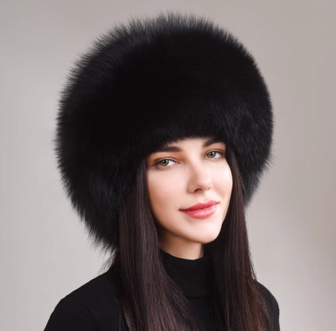 Women's Genuine Leather Ethnic Style Warm Ear Protection Hat