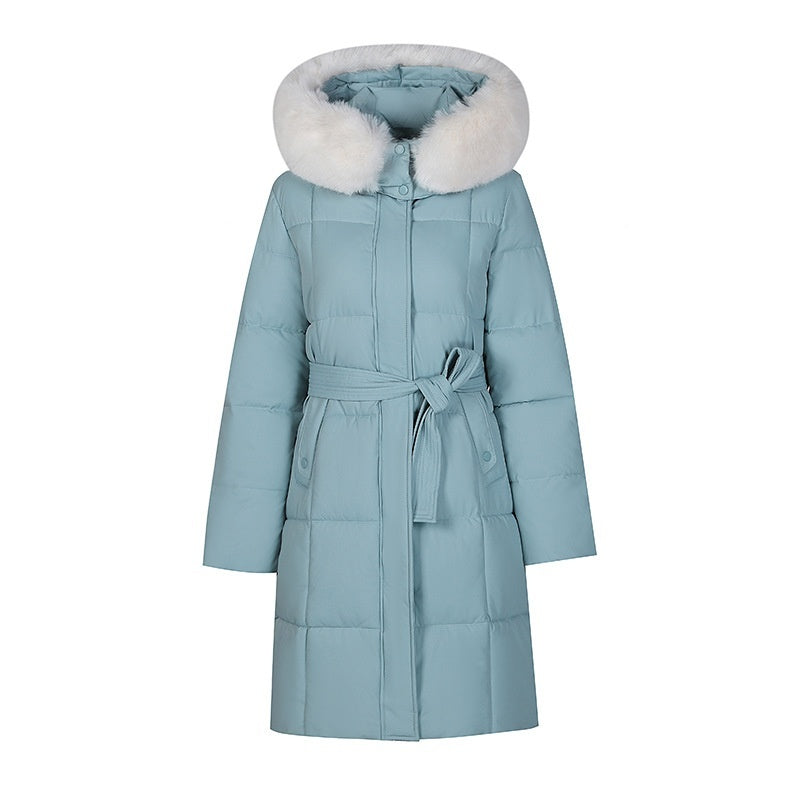 Korean Style Loose Down Jacket with Big Fur Trim