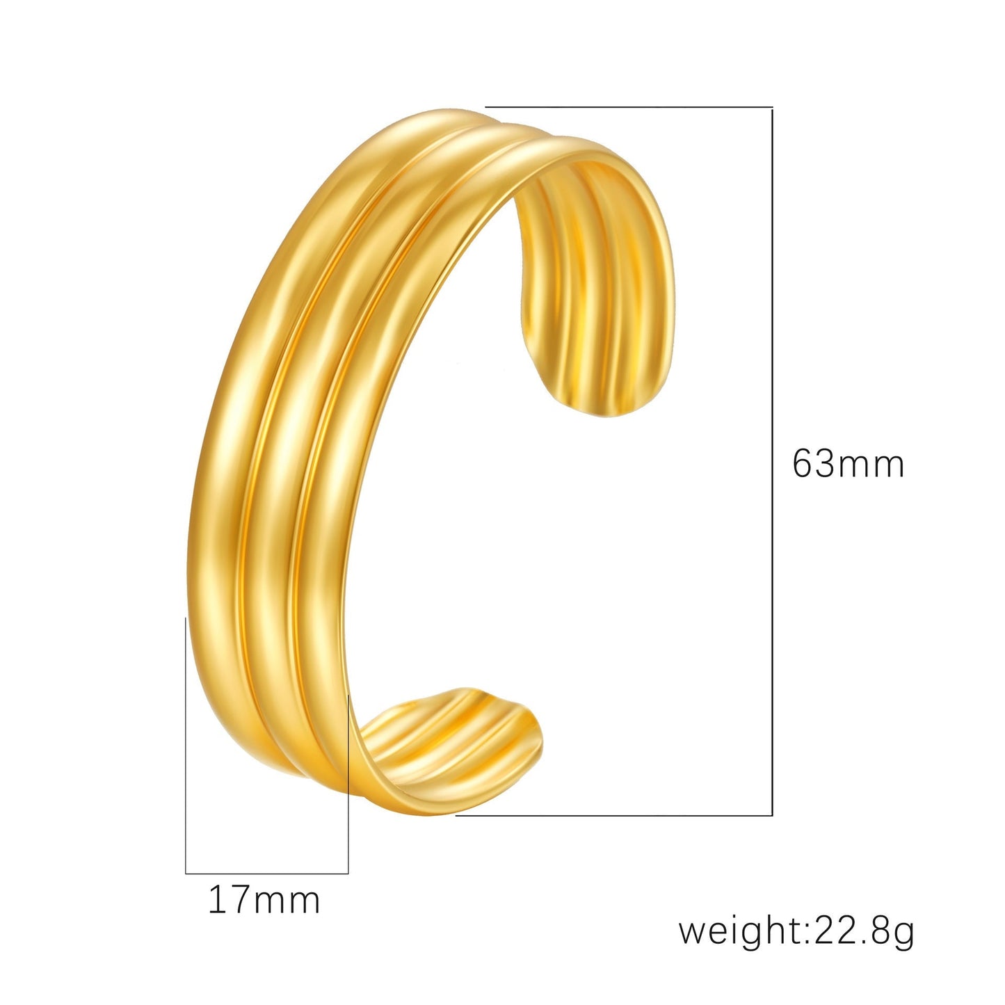 Chic Women's Open-End Stainless Steel C-Shaped Cuff Bracelet
