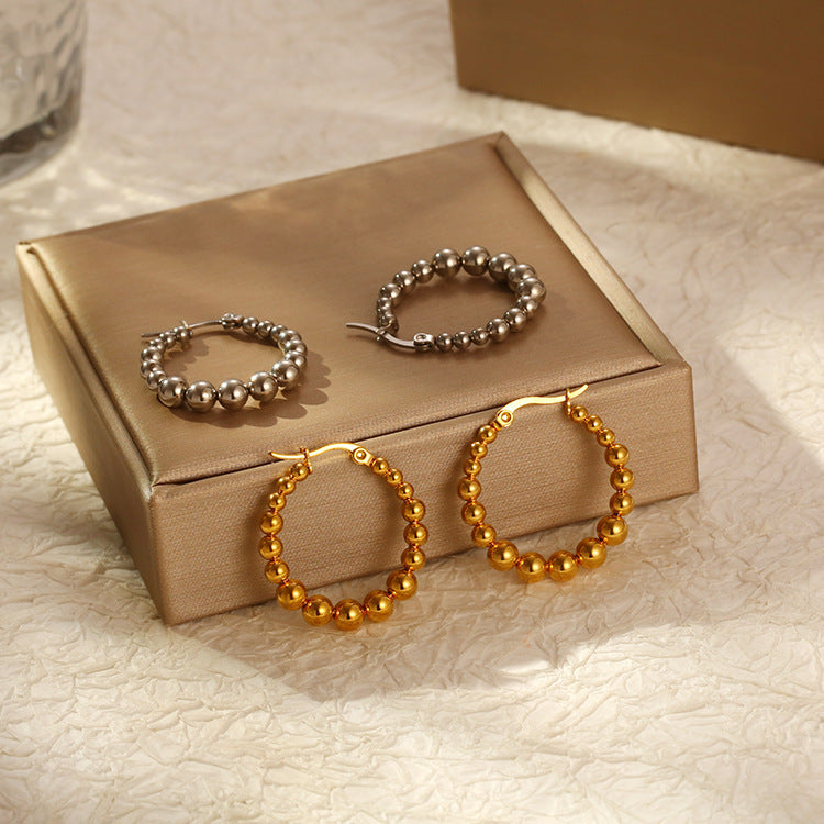Stainless Steel Ball Bead Stud Earrings