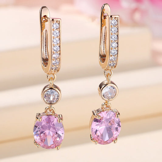 Elegant Women's Minimalist White Zircon Diamond Stud Earrings