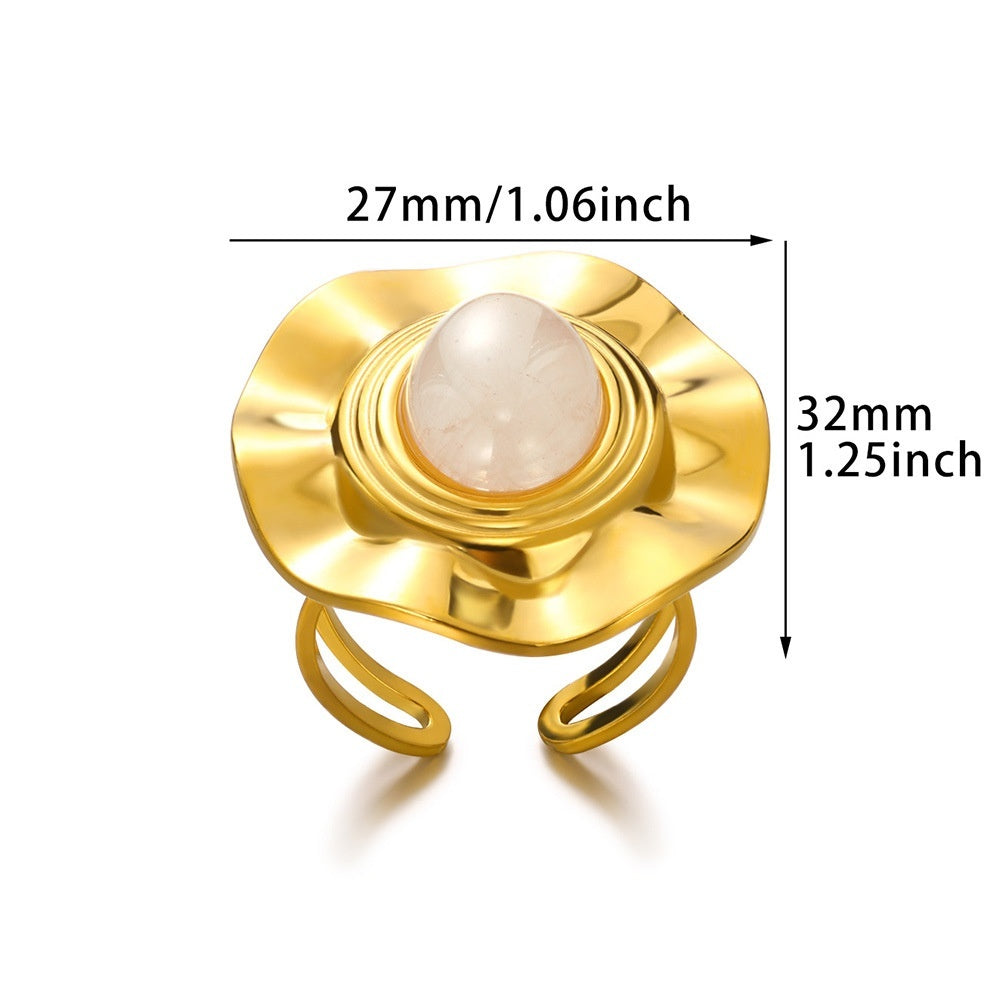 Chic Vintage Stainless Steel Heart Dangle Charm Ring