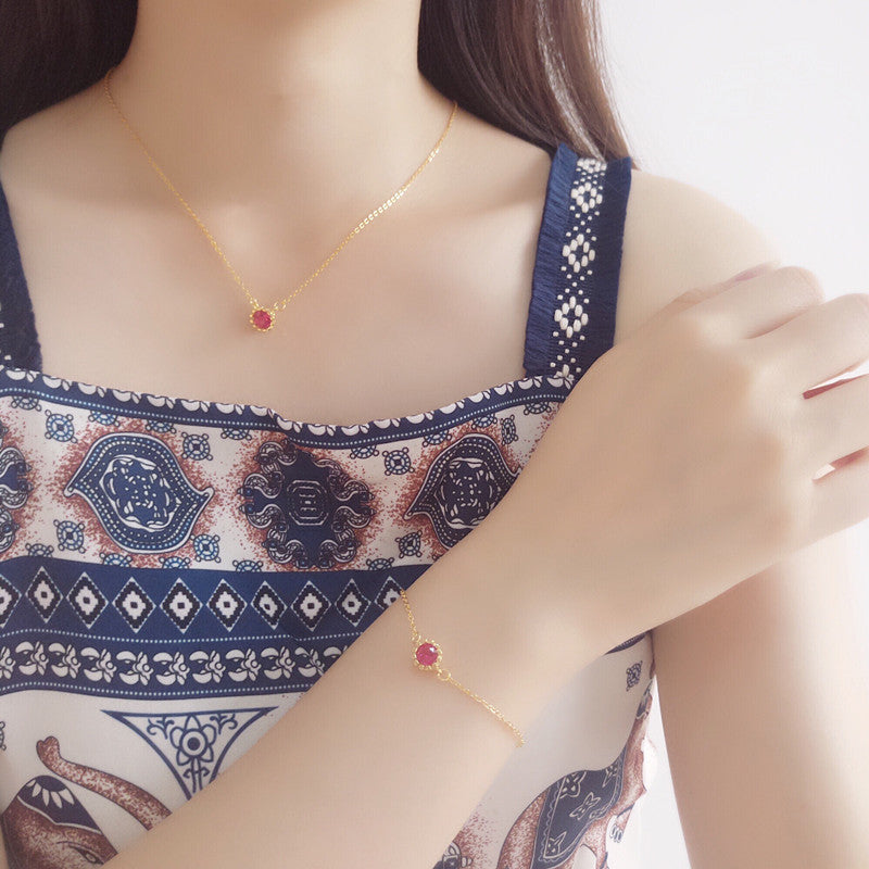 Golden Red Jasper Pendant Necklace