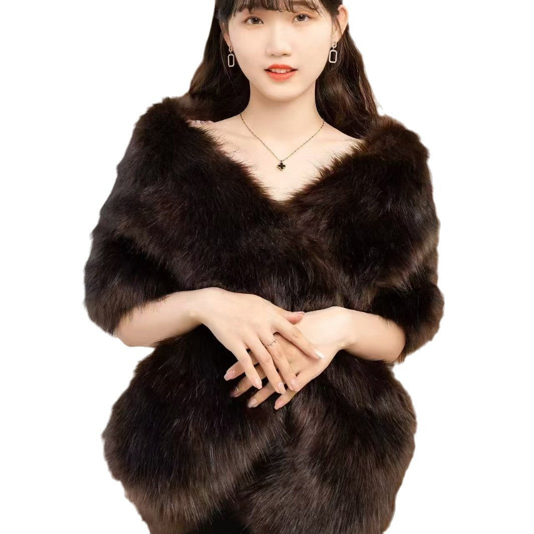 Women's Big Fur Collar Scarf Shawl Wrap