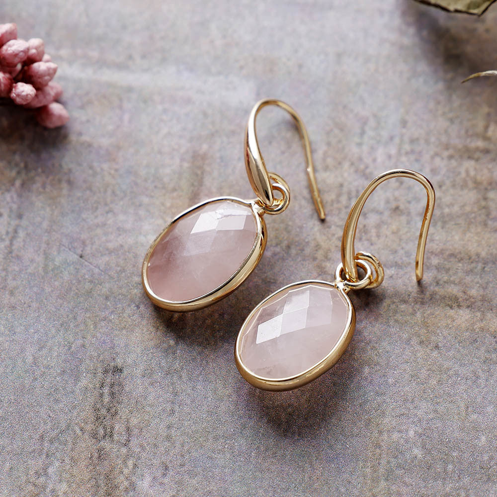 Natural Stone Crystal Ear Hook Earrings