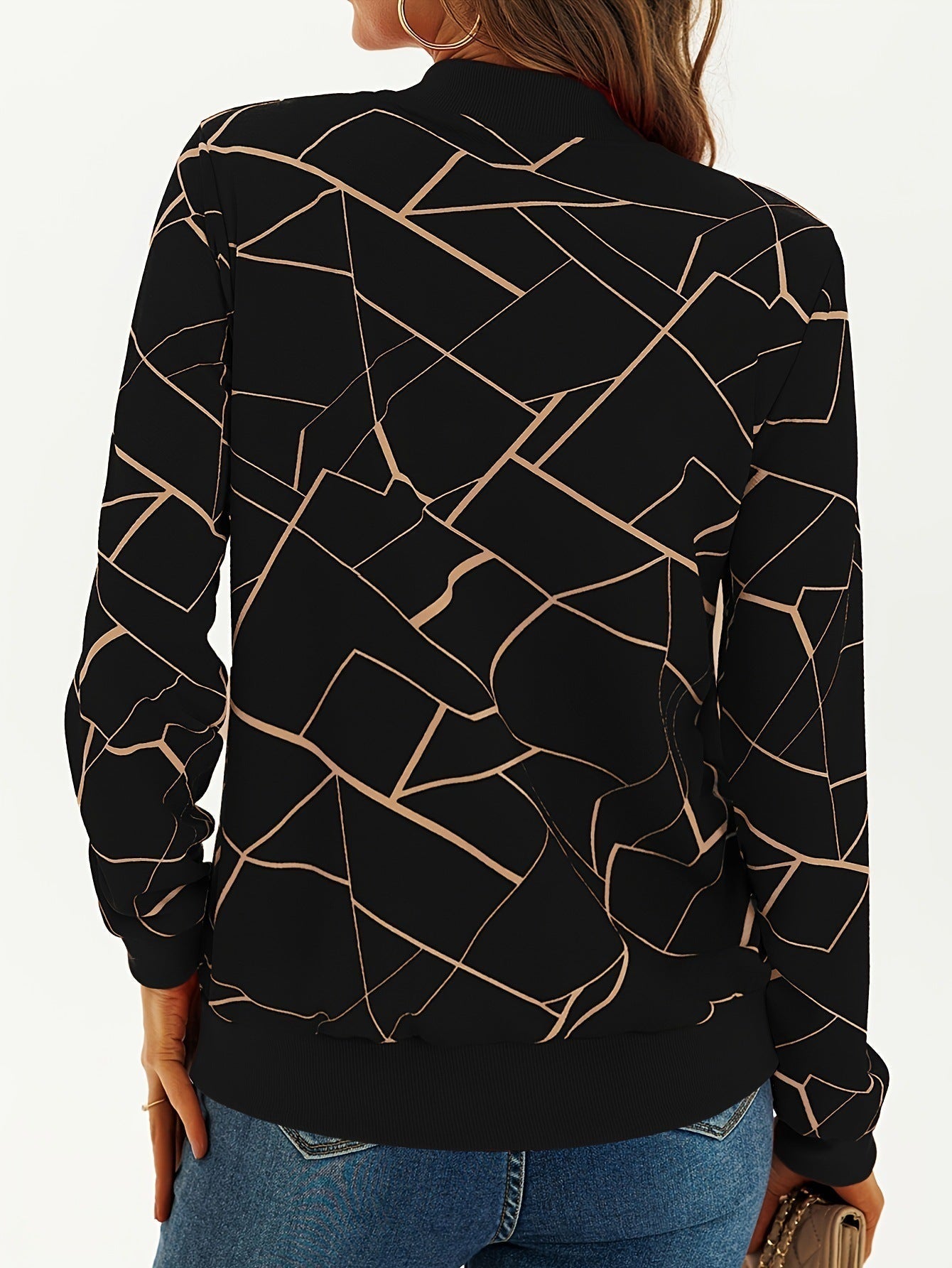 Women's Elegant Print Zip-Up Jacket