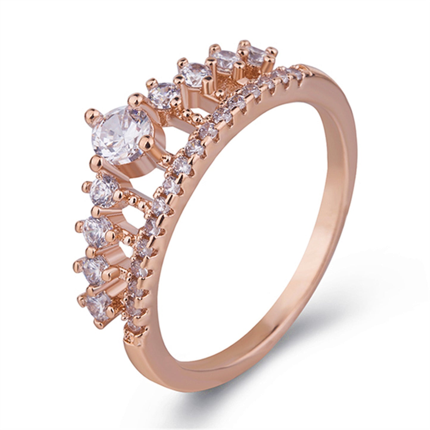 Women's Micro-Set Rhinestone Crown Ring