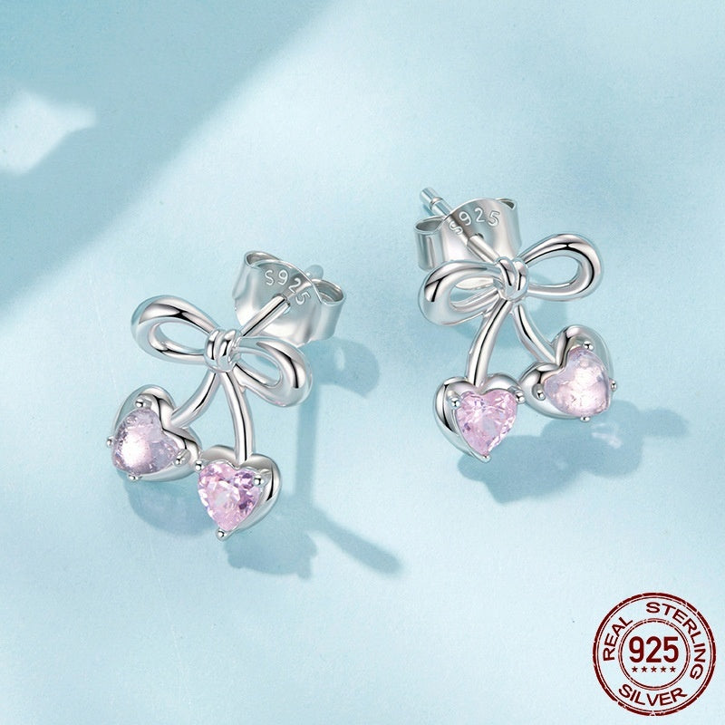 Dainty Cherry Stud Earrings for Girls