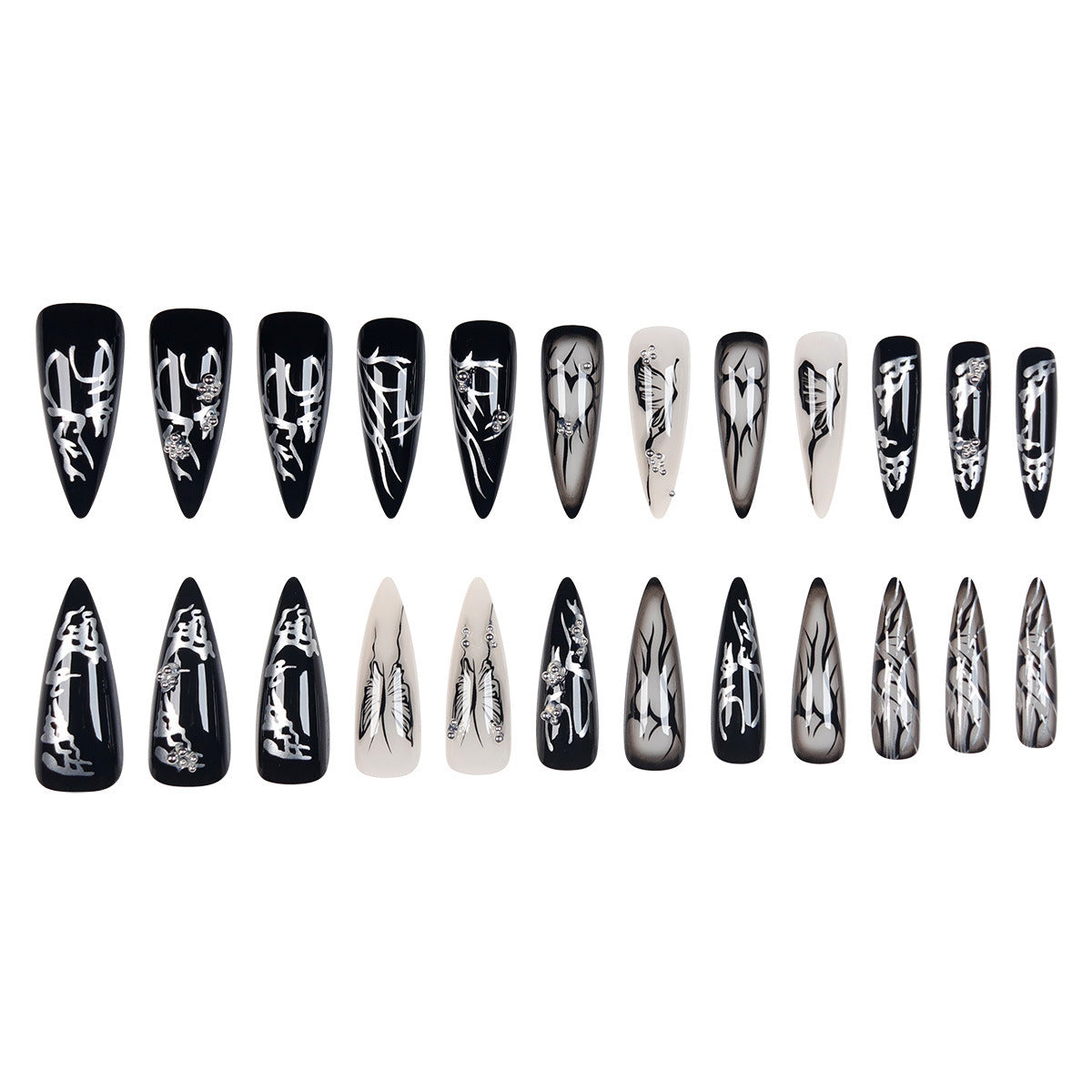 Dark Punk Love Butterfly Press-On Fake Nails