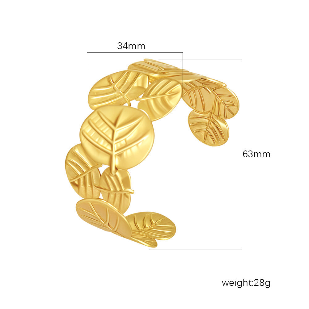 Chic Women's Open-End Stainless Steel C-Shaped Cuff Bracelet