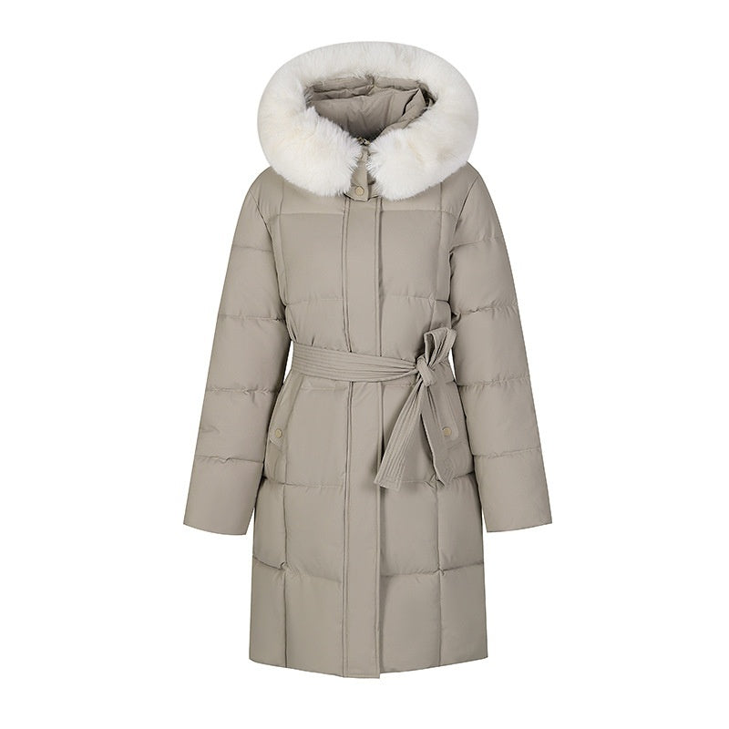 Korean Style Loose Down Jacket with Big Fur Trim