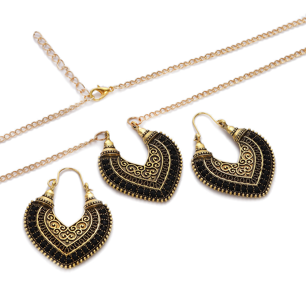 Colorful Thread-Wrapped Necklace and Earrings