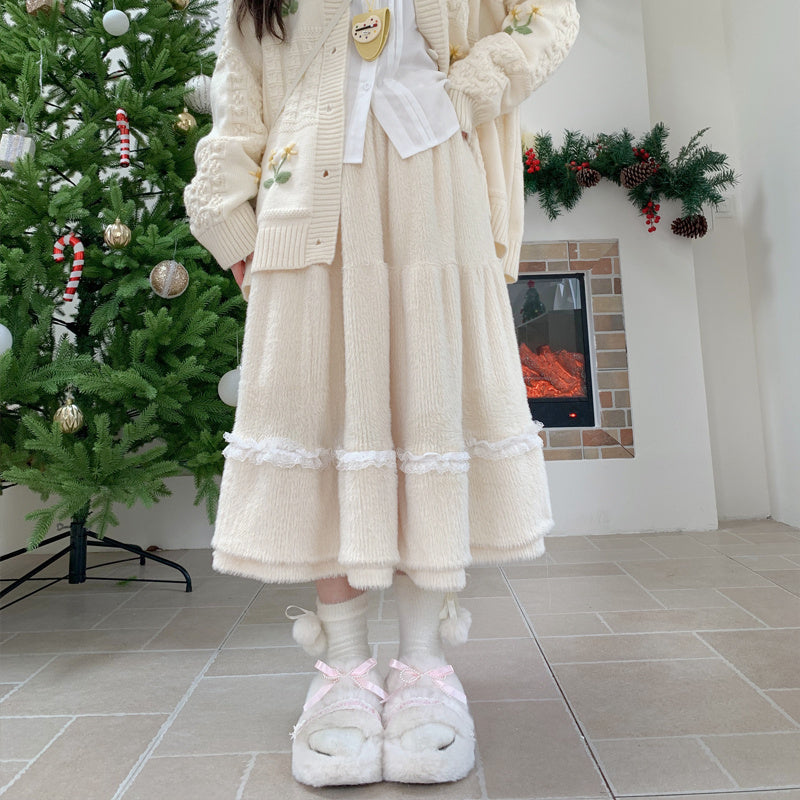 Women's Warm Elastic Waist Big Swing Skirt