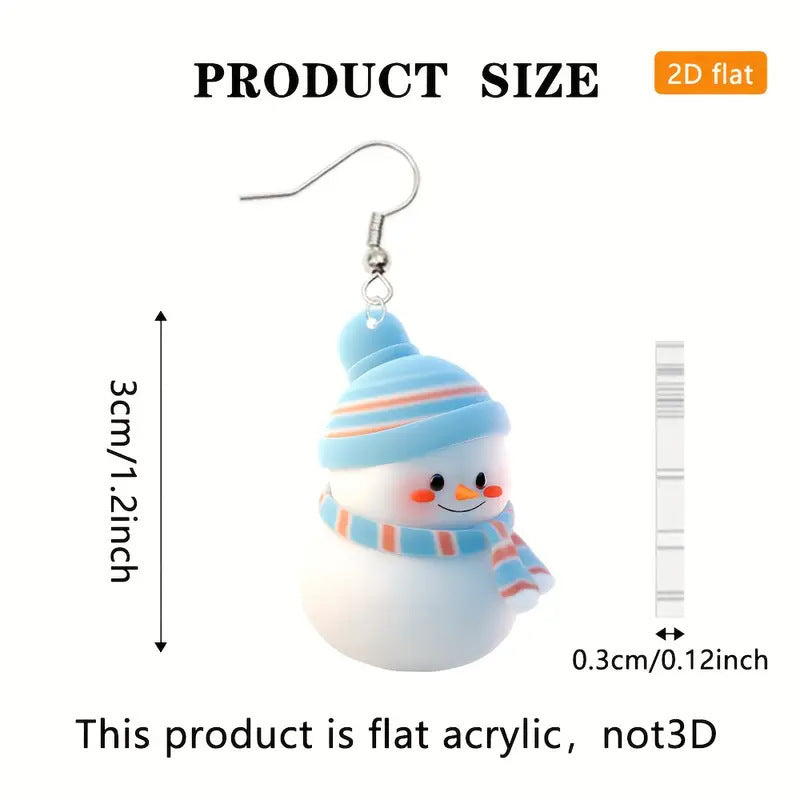 Charming Cartoon Snowman Holiday Earrings