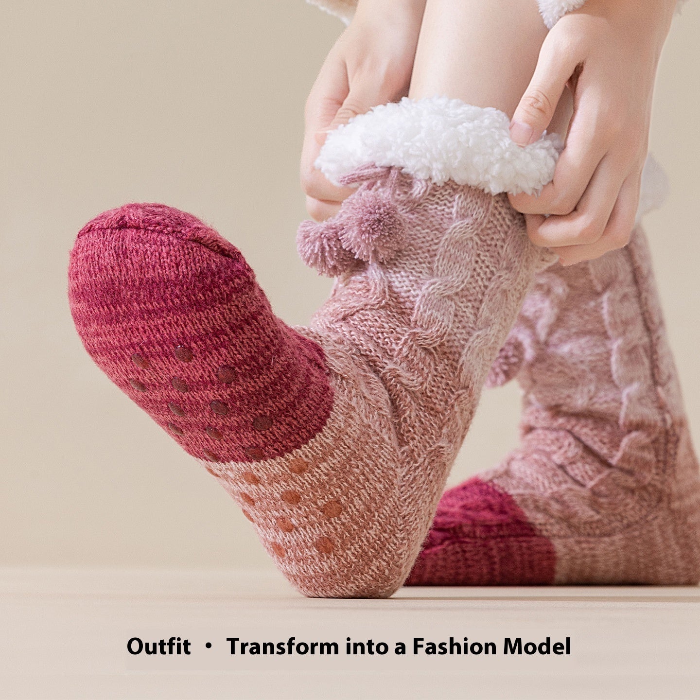 Women's Lambswool Thickened Mid-Calf Non-Slip Floor Socks