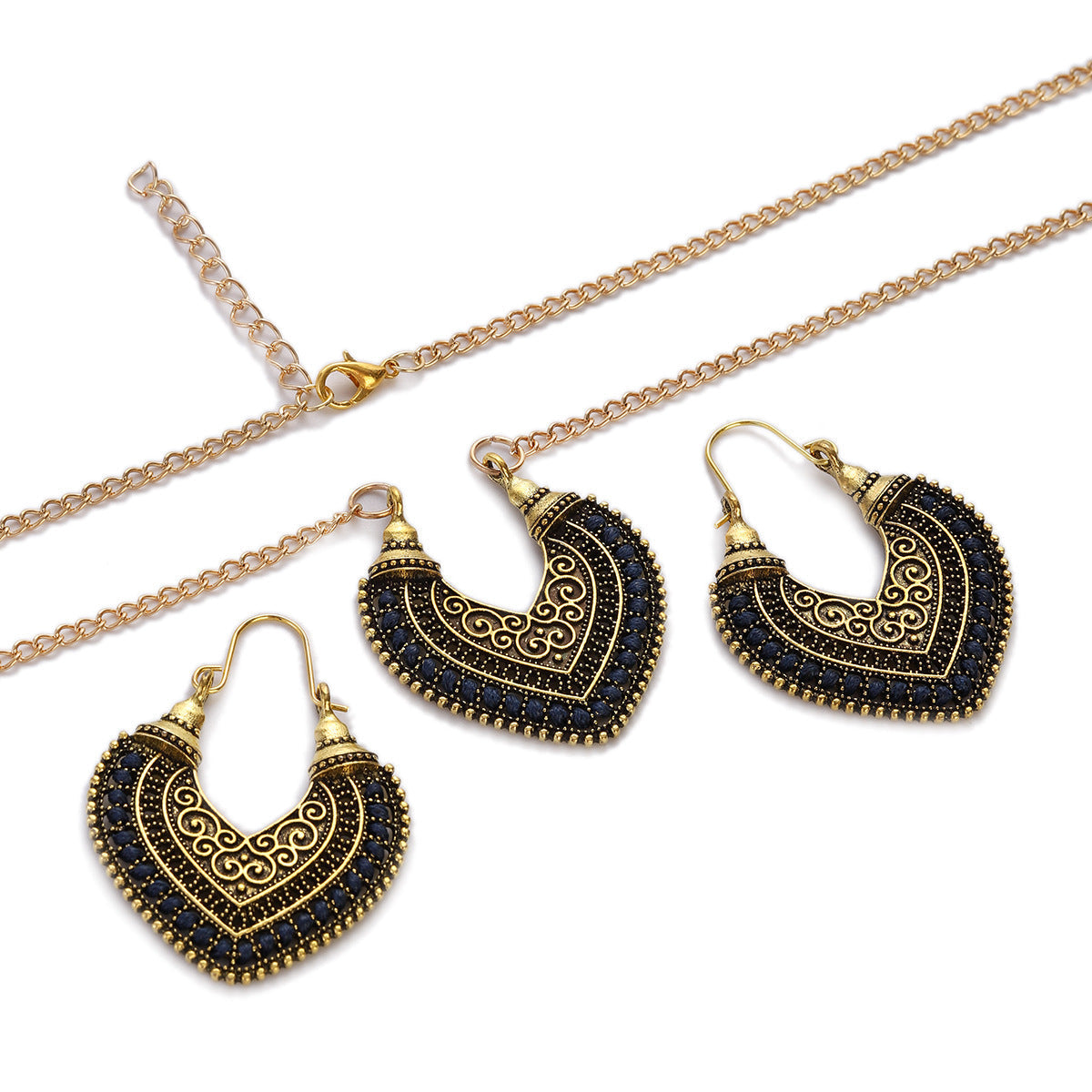 Colorful Thread-Wrapped Necklace and Earrings