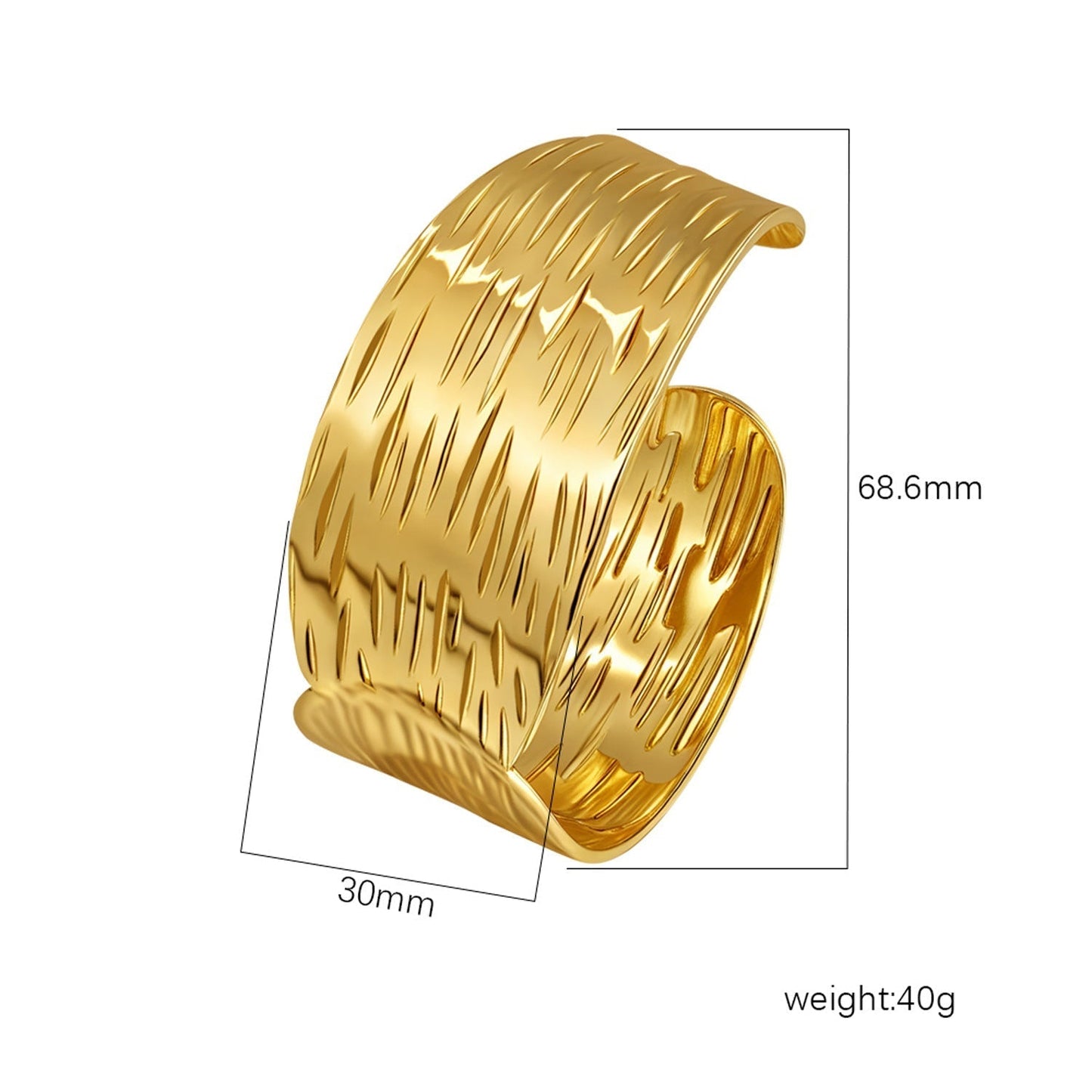 Chic Women's Open-End Stainless Steel C-Shaped Cuff Bracelet