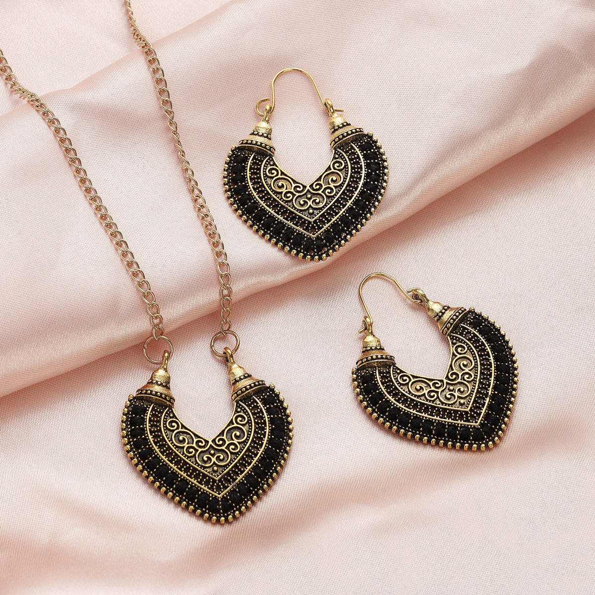 Colorful Thread-Wrapped Necklace and Earrings