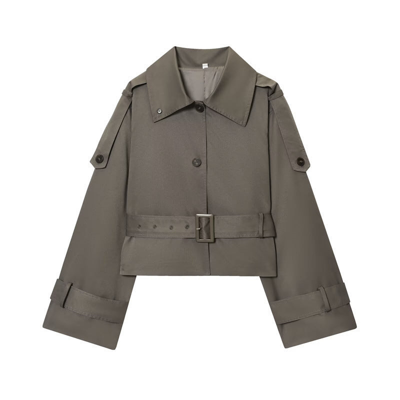 Women's Stand Collar Lapel Trench Coat