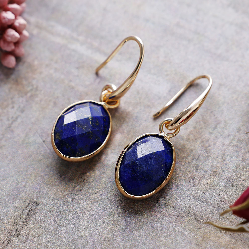 Natural Stone Crystal Ear Hook Earrings