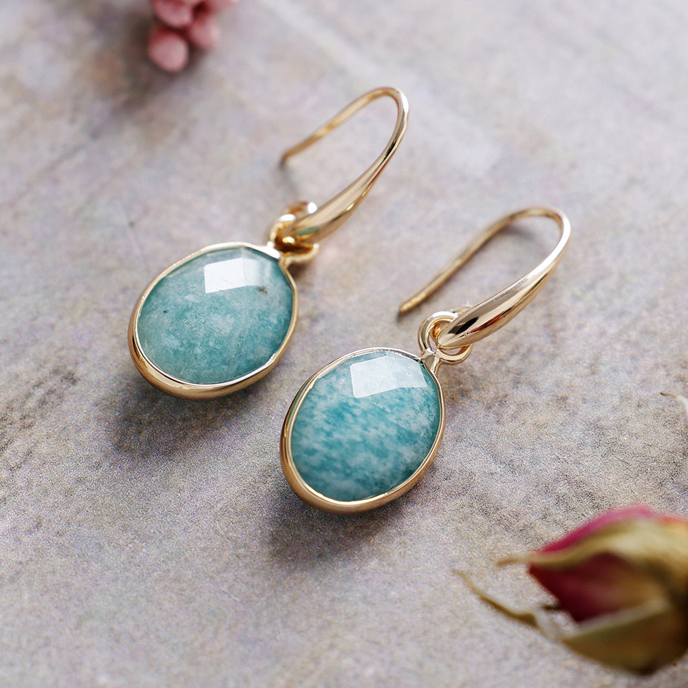 Natural Stone Crystal Ear Hook Earrings