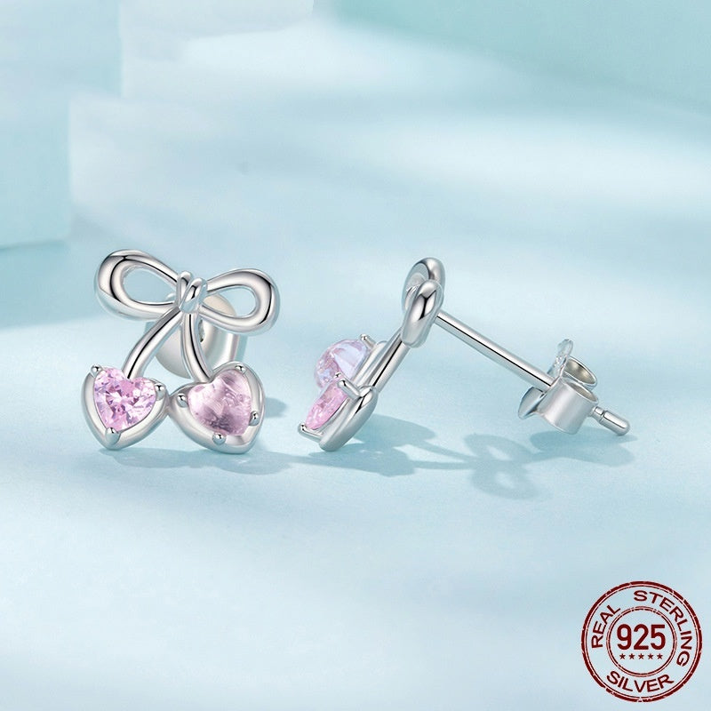 Dainty Cherry Stud Earrings for Girls