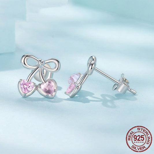 Dainty Cherry Stud Earrings for Girls