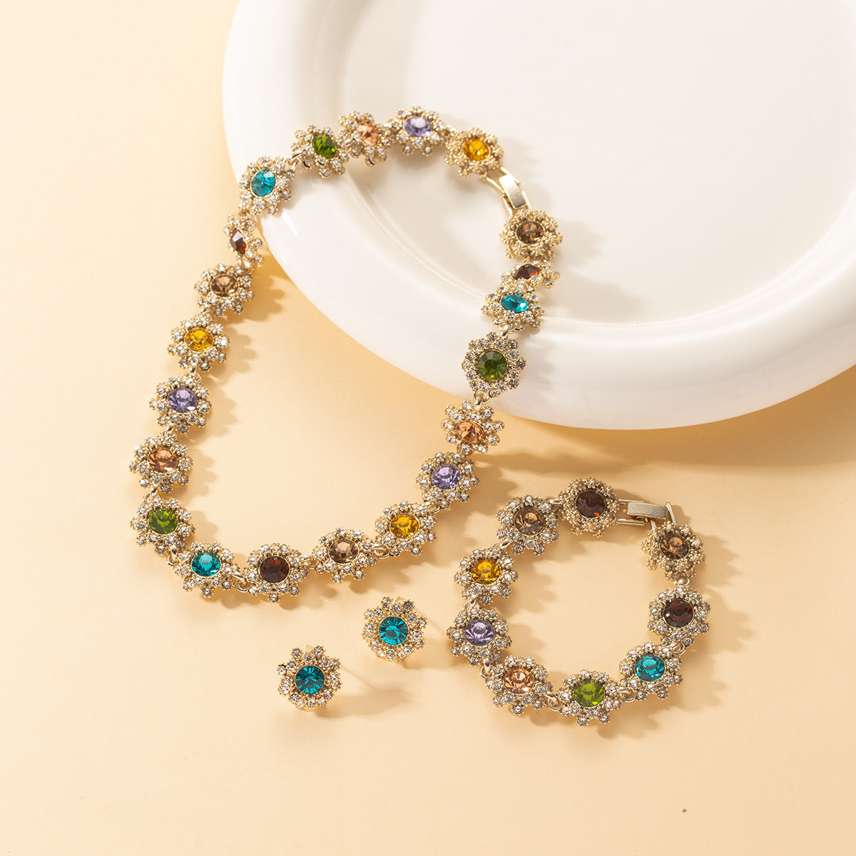 Chic Women's Colorful Crystal Rhinestone Jewelry Set