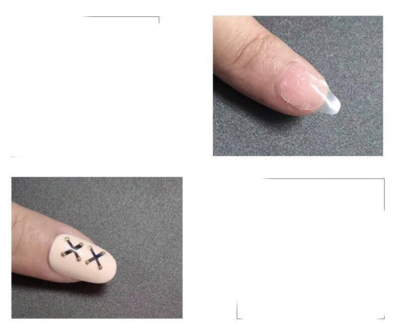 Elegant Long Fake Nails with Camellia & Streamer Art