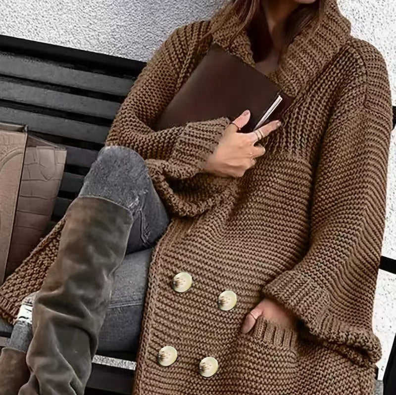 Elegant Polo Collar Plus Size Coat