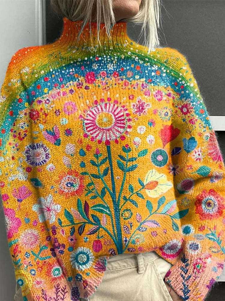 Chic Women's High Neck Wool Knit Sweater
