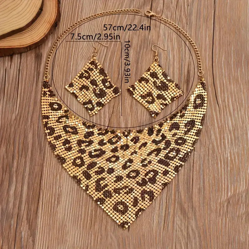 Fashion Scarf Design Statement Necklace & Earring Set