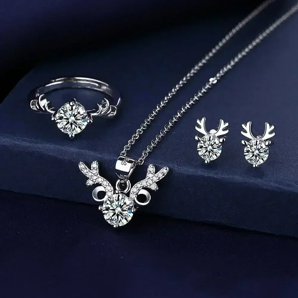 Valuable Lab Diamond Jewelry Set 925 Sterling Silver Party Wedding Rings Earrings Necklace for Women Moissanite Bridal Jewelry