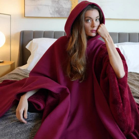 Women's Wool-Look Hooded Button Cape