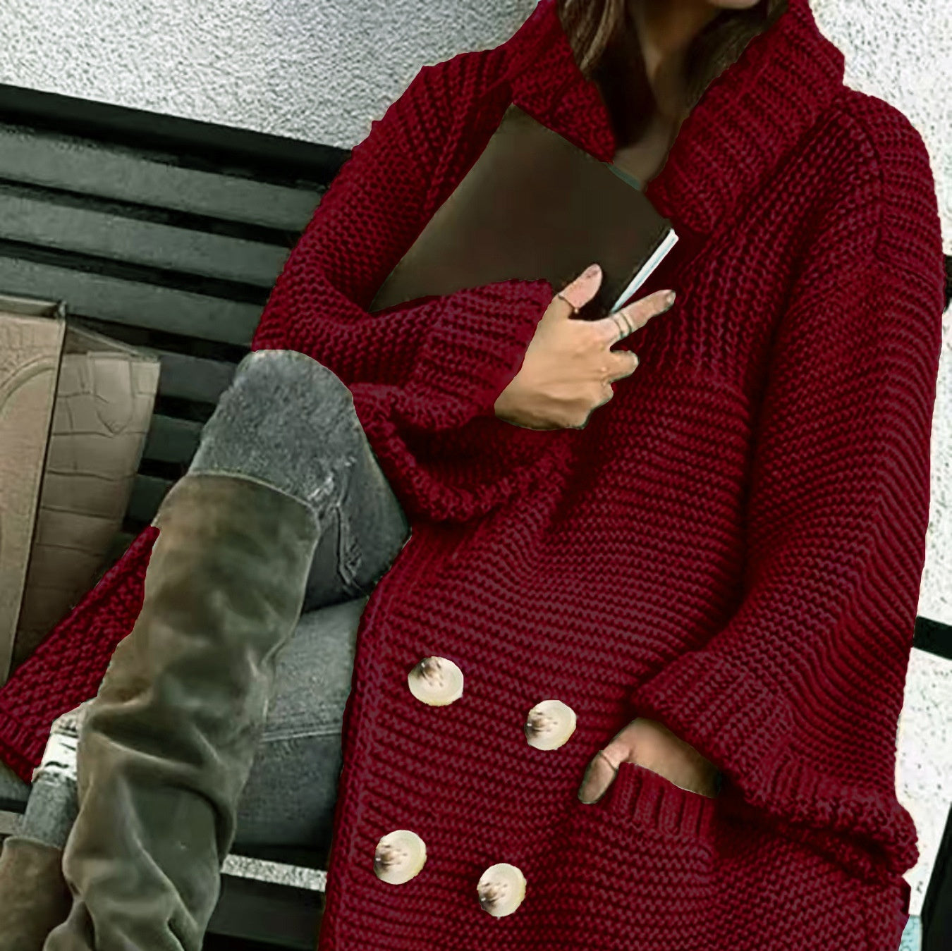 Elegant Polo Collar Plus Size Coat