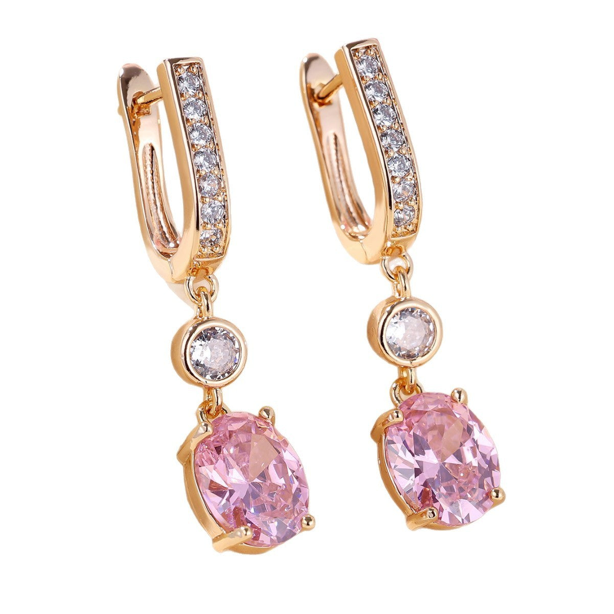 Elegant Women's Minimalist White Zircon Diamond Stud Earrings