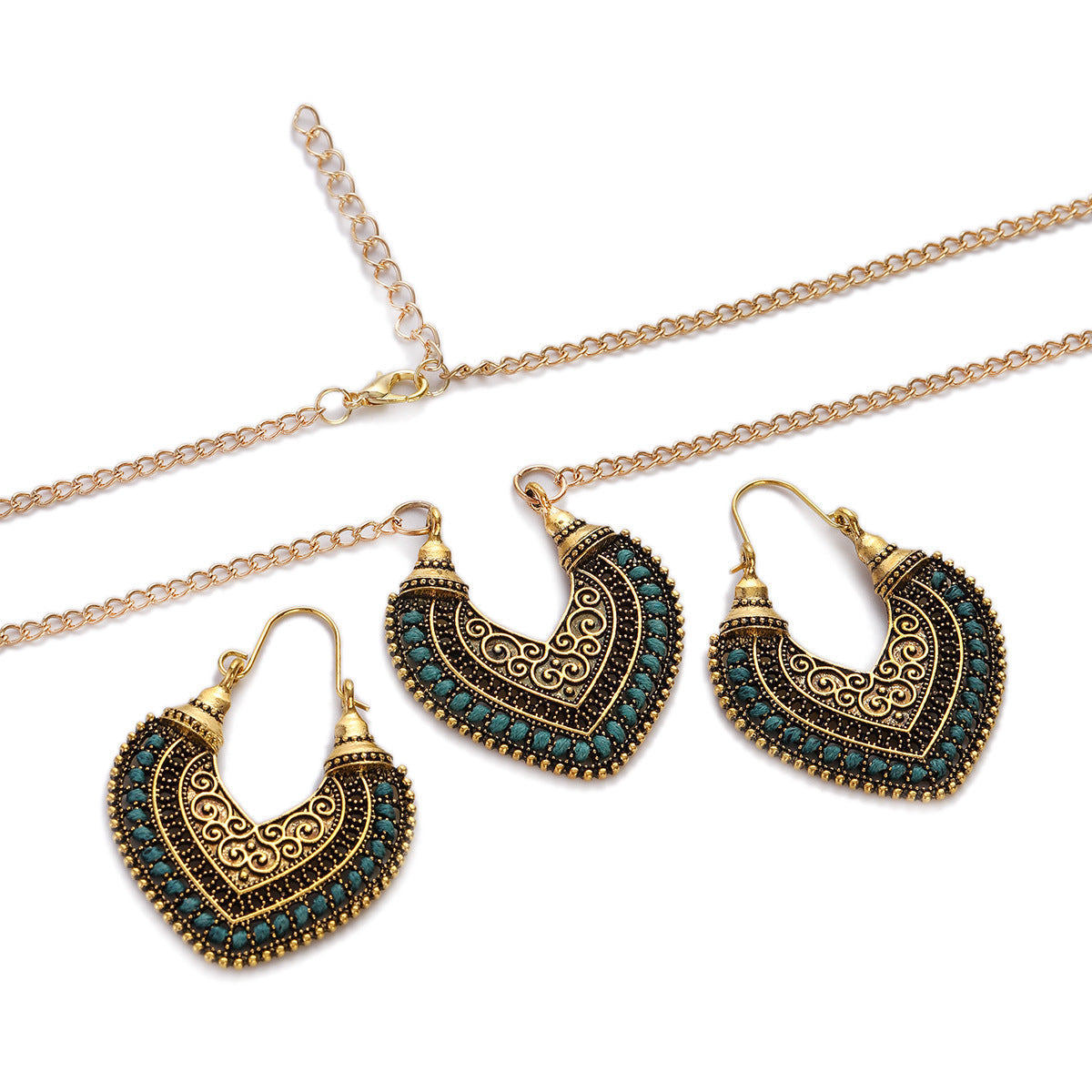Colorful Thread-Wrapped Necklace and Earrings