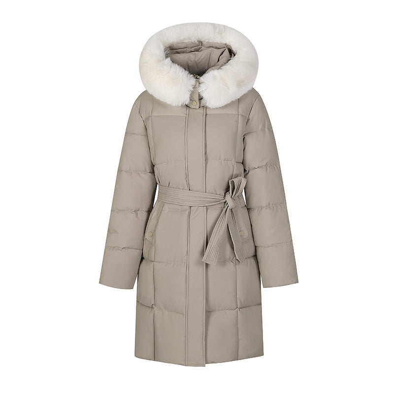 Korean Style Loose Down Jacket with Big Fur Trim