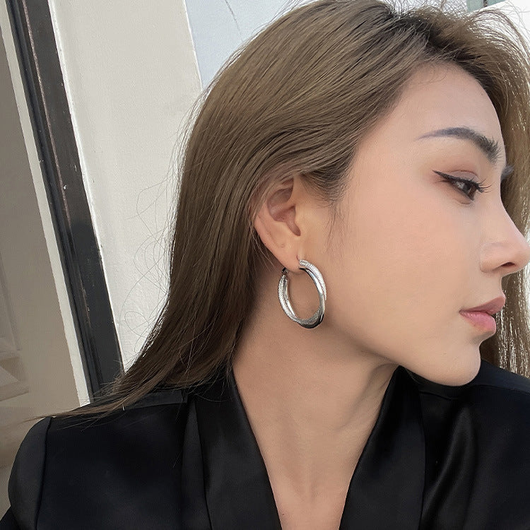 Retro Frosted Texture Round Hoop Earrings
