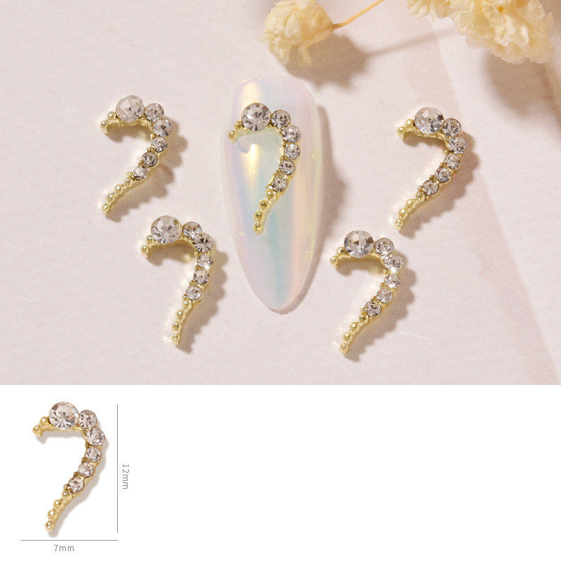 Rhinestone & Alloy Heart Nail Decoration Set